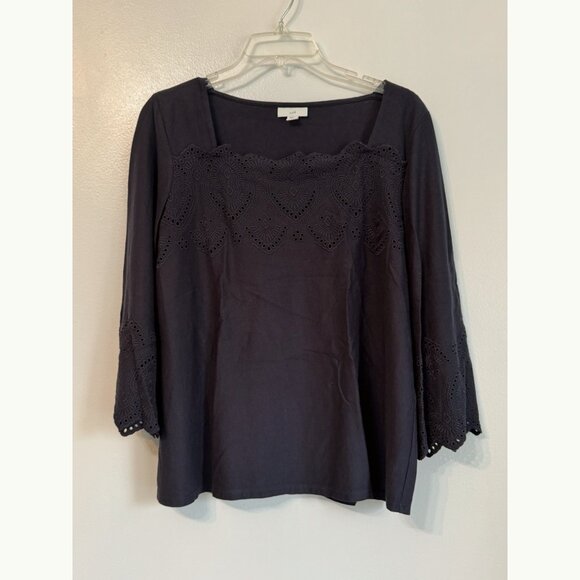 J. Jill Talbots Women’s  Bundle Of 3 Tops & Cardigan Size Medium Gray Black Blue - Picture 4 of 6